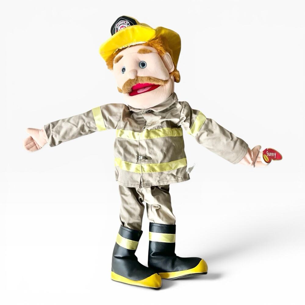 SML Goodman Dad Large 28” Full Body Hand Puppet White Male Fireman, Sunny